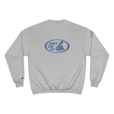 Kimo's Surf Hut Champion Sweatshirt with blue & grey logo