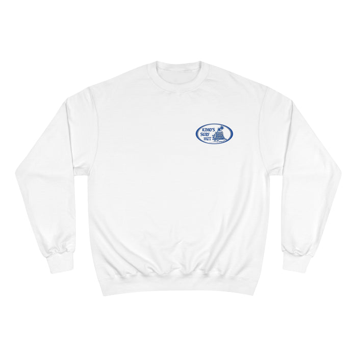 Kimo's Surf Hut Logo Sweatshirt with blue and grey logo