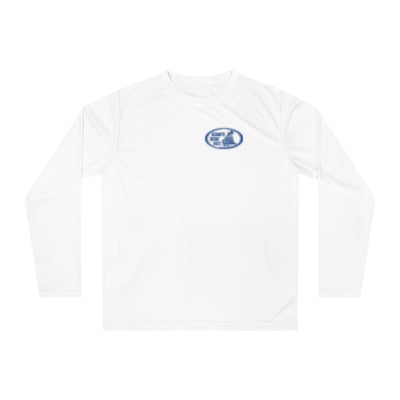 Kimo's Surf Hut Men's performance long sleeve rashguard blue & grey logo