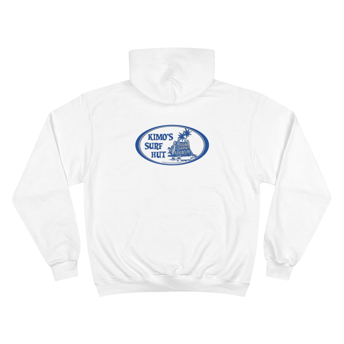 Kimo's Surf Hut's Classic Logo Hoodie with blue and grey print