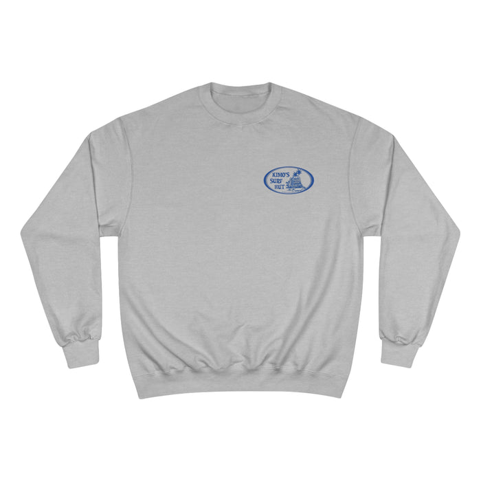 Kimo's Surf Hut Logo Sweatshirt with blue and grey logo