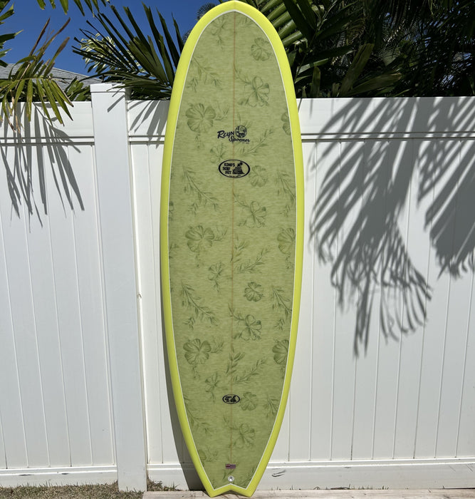 Unique 6' 4" collaboration five fin Surfboard Fish with Reyn Spooner