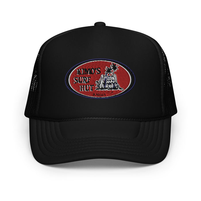 Kimo's Surf Hut Embroidered Red Logo Foam trucker hat