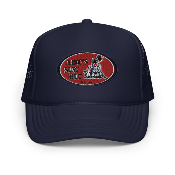 Kimo's Surf Hut Embroidered Red Logo Foam trucker hat