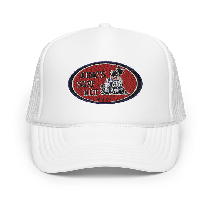 Kimo's Surf Hut Embroidered Red Logo Foam trucker hat