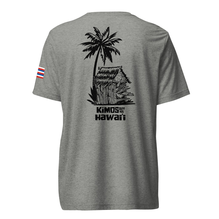 Kimo's Surf Hut Hawai'i with Flag on sleeve short sleeve t-shirt