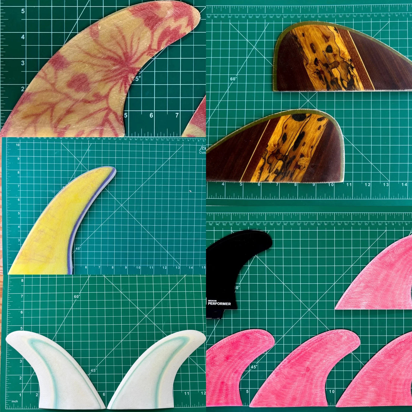 Sample of glasson surfboard fins that have been available at Kimo's Surf Hut