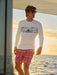 Reyn Spooner Waikiki Beach White Long Sleeve UV Protection Sun Shirt on rhe water in Hawaii