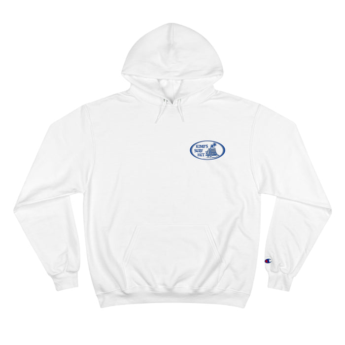 Kimo's Surf Hut's Classic Logo Hoodie with blue and grey print