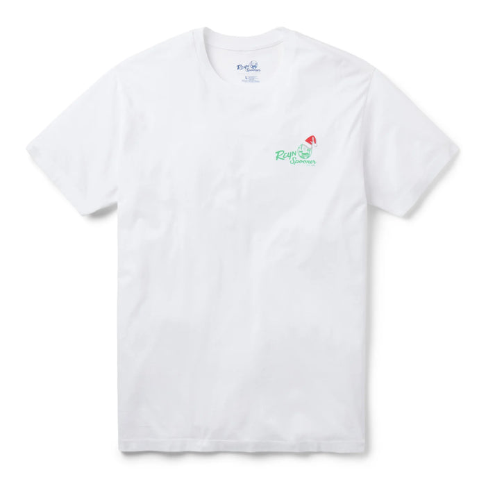 Reyn Spooner 12 Days Hawaiian Christmas Short Sleeve White T-Shirt front view.