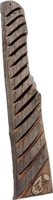 clear coated curved ohia wood 15 surfboard fin slot display without fins