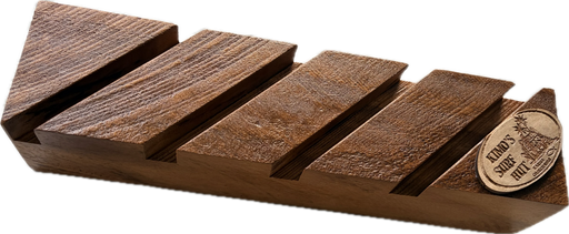 Stable Monkeypod wood surfboard fin display rack allows four fins to be shown