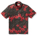 Hawai'i 50th State Flower Pullover Black aloha  button up collared short sleeve