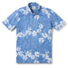 Hawai'i 50th State Flower Pullover Denim aloha  button up collared short sleeve