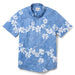 Hawai'i 50th State Flower Tailored Denim aloha  button up collared short sleeve
