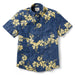 Hawai'i 50th State Flower Tailored Dress Blues aloha  button up collared short sleeve shirt
