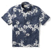 Hawai'i 50th State Flower Classic Navy aloha  button up collared short sleeve shirt