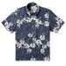Hawai'i 50th State Flower Pullover Navy aloha  button up collared short sleeve shirt