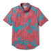 Hawai'i 50th State Flower Tailored Red aloha  button up collared short sleeve shirt
