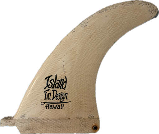 used 7.25" White Fiberglass Island Fin Design Longboard Surfboard Center Fin