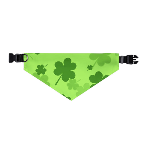 XL size Lucky Clover Pet Bandana Collar - St. Patrick's Day Dog collar Accessory green clovers on a littler green background fabric