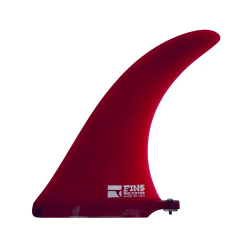 Fiberglass Alpha Flex red tint surfboard fin is a wide base fin for drive and a narrow tip for quick releases. Terrific for fun boards and longboards in any size wave. Made in the USA.