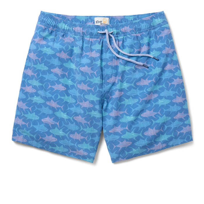 Ahi Eco Swim Shorts Stretch Polyester: 73% Polyester, 19% Cotton, 8% Spandex with an Elastic drawstring waist and UPF 30 UV resistant