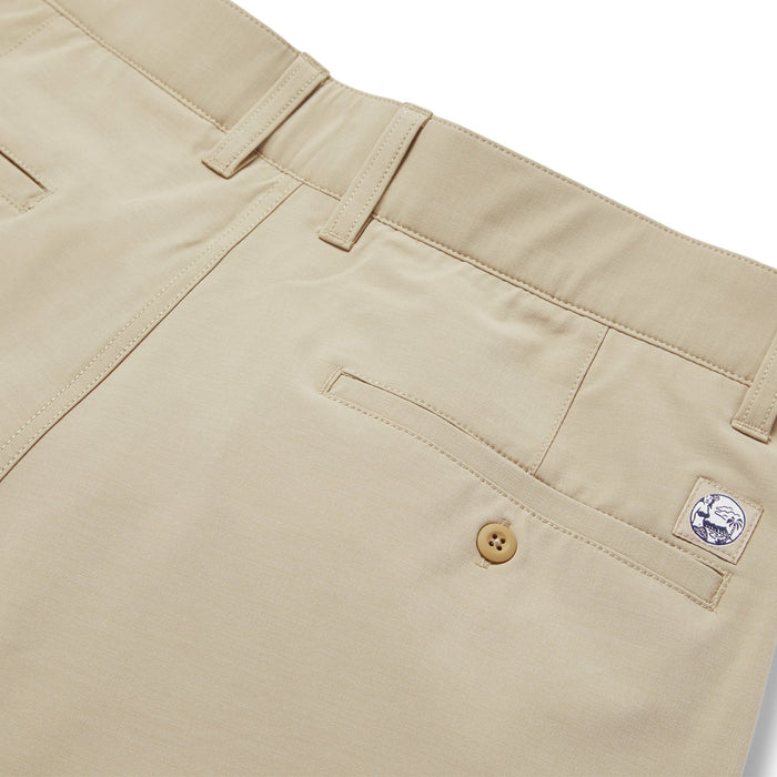 Reyn Spooner Aloha 'Aina 4 Way Stretch Khaki Shorts zoom in on button right rear pocket.