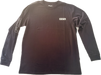 Black long-sleeve crew neck t-shirt with white text 'FCS' on the left chest and outer right bicep front view.