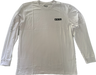 White long-sleeve crew neck t-shirt with black text 'FCS' on the left chest and outer right bicep front view.
