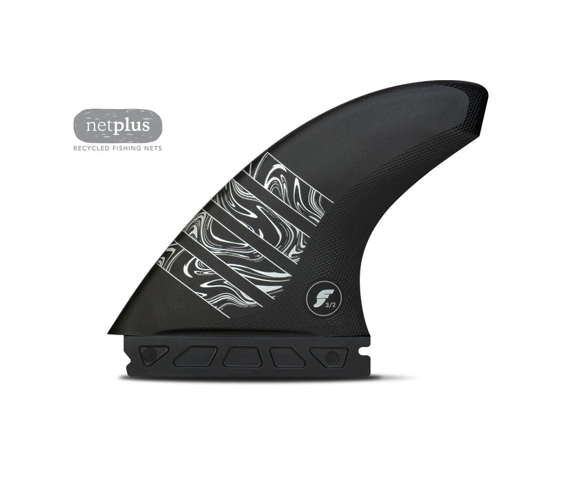 Futures Alpha Vector 3/2 size Large thruster left side surfboard fin recycled black carbon with silver accents