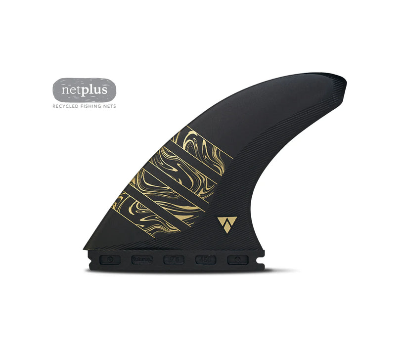 Futures Alpha Vector 3/2 size Large thruster center surfboard fin recycled black carbon with gold accents