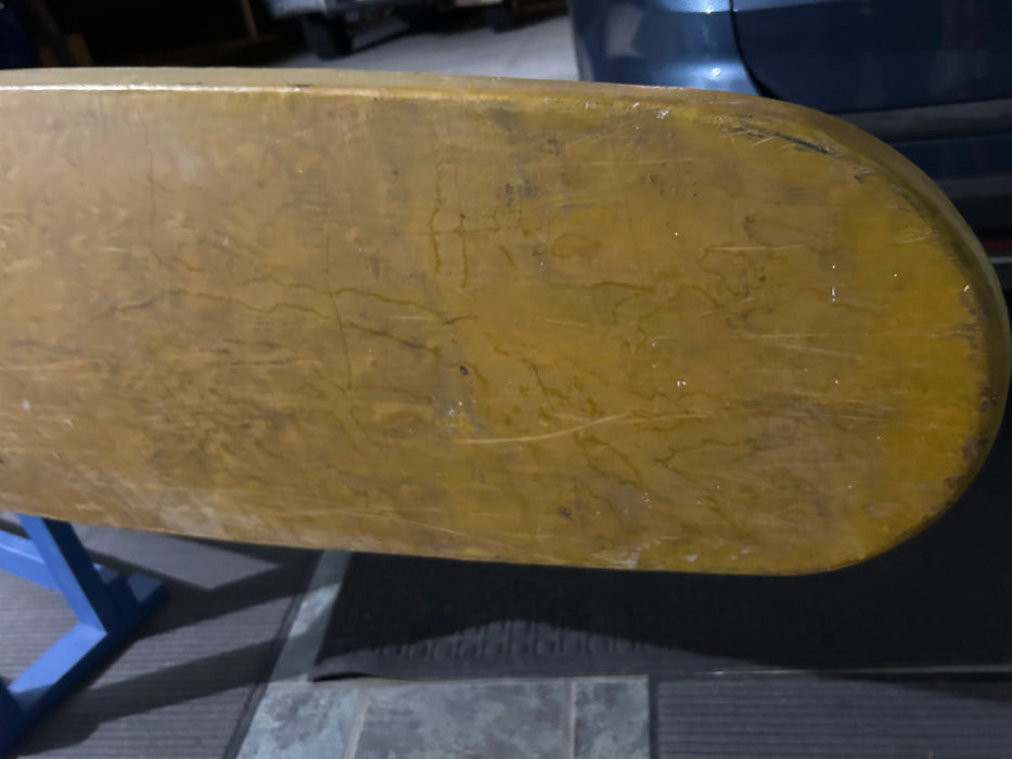 Near museum quality example Hawai'i made Vintage Tom Blake style surfboard 13 feet 0 inches bottom view of nose