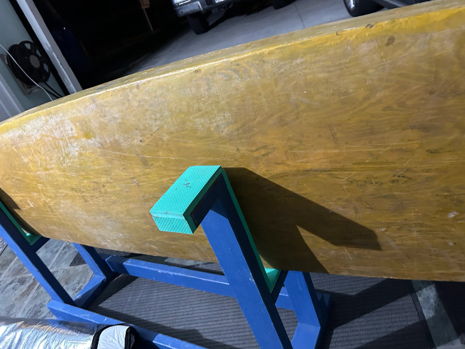 Near museum quality example Hawai'i made Vintage Tom Blake style surfboard 13 feet 0 inches bottom middle view