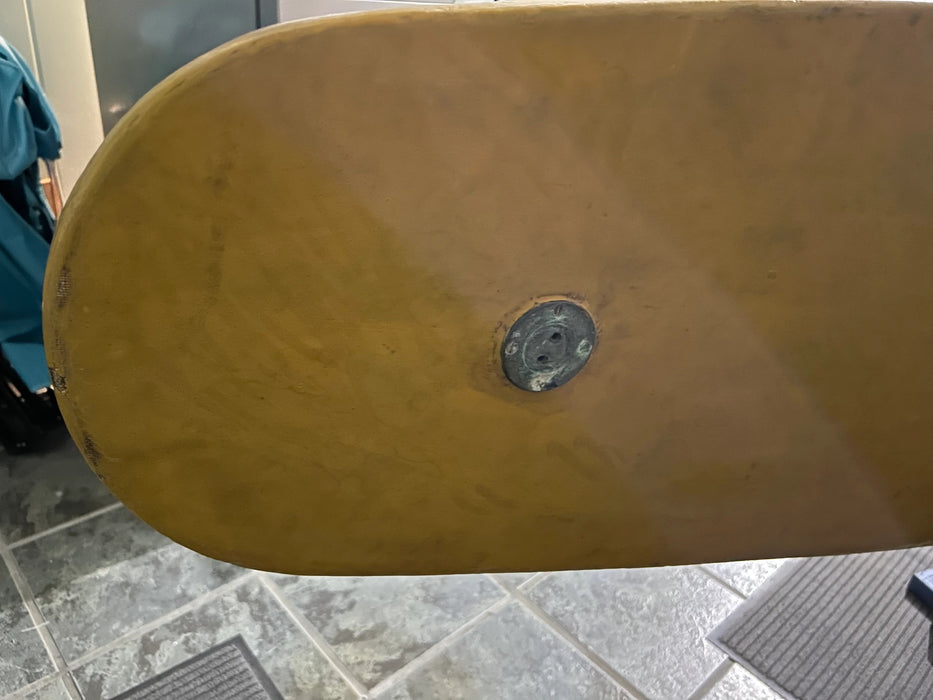 Near museum quality example Hawai'i made Vintage Tom Blake style surfboard 13 feet 0 inches deck view of nose