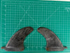 used Bahne Box base 4 3/8" twin fin set in black fiberglass