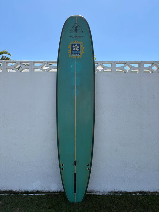 Used Jay Hodge shaped Surfboard Longboard 9' x 22" x 2 7/16" Bottom view