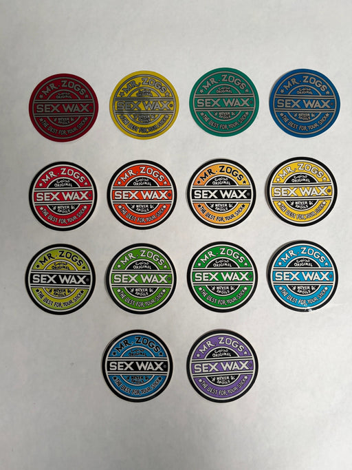 Sex Wax Stickers 3 inch red blue yellow orange purple green metallic