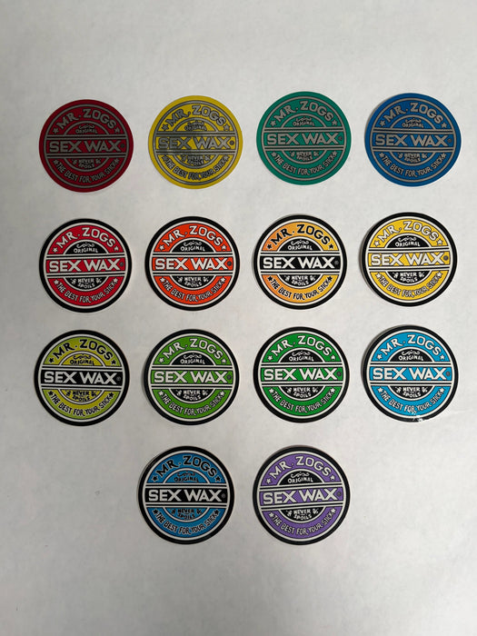Sex Wax Stickers 3 inch red blue yellow orange purple green metallic