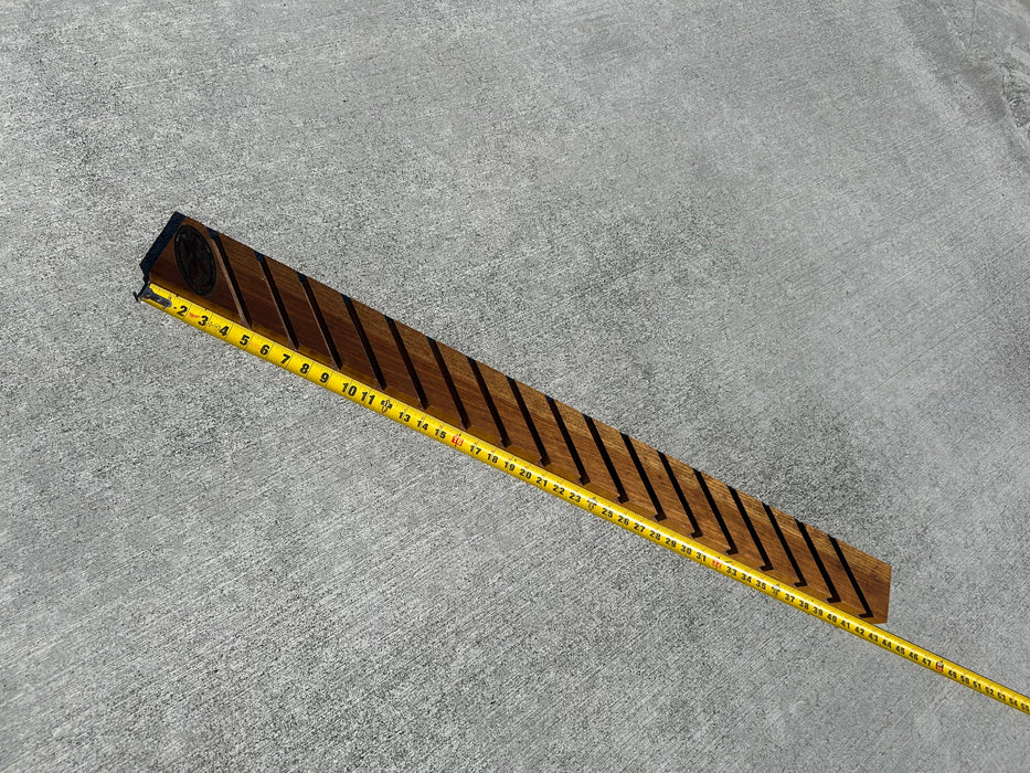 43" solid wood lumber to display quiver of surfboard skegs