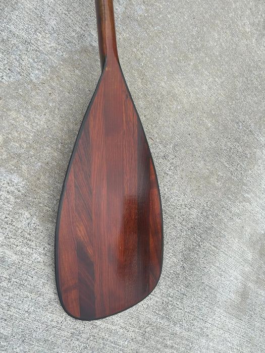 Hawaii grown Koa standup paddle blade with a cut to fit shaft back of blade