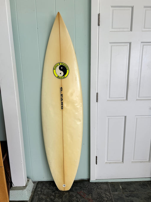 used Twon and Country signed Glen Pang 6'3" V1 surfboard clear top view