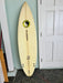 used signed Glen Pang 6'3" V1 surfboard clear with FCS brand fin plugs bottom view