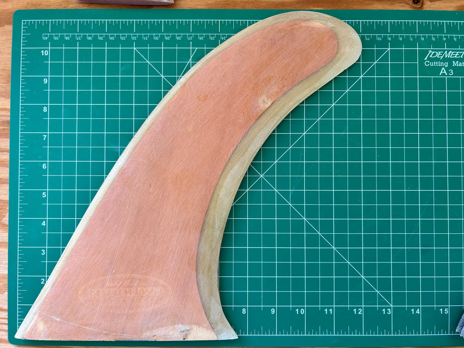 11 1/2" Wood Core clear fiberglass David Nuuhiwa brand used center fin