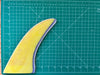 8 1/2" yellow, blue and clear used  fiberglass glass on center fin