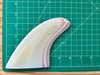 4 1/2" White Red White Red used 70s  glass on fiberglass fin double the thickness of a normal fin at the base