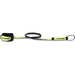 Dakine brand KAIMANA Surfboard Team surfboard leash Electric Tropical with a yellow and black color scheme, including a black urethane cord, a molded neoprene cuff and rail saver.