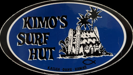 Kimo’s Surf Hut medium blue black fish logo surf style beach Hawaii ocean waves dope fire skibidi legit bussin aesthetic gas