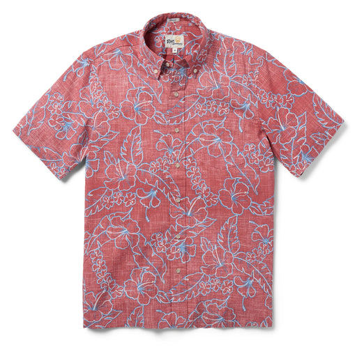 Reyn Spooner Lei Low Cedar Collared Short Sleeve Aloha Shirt