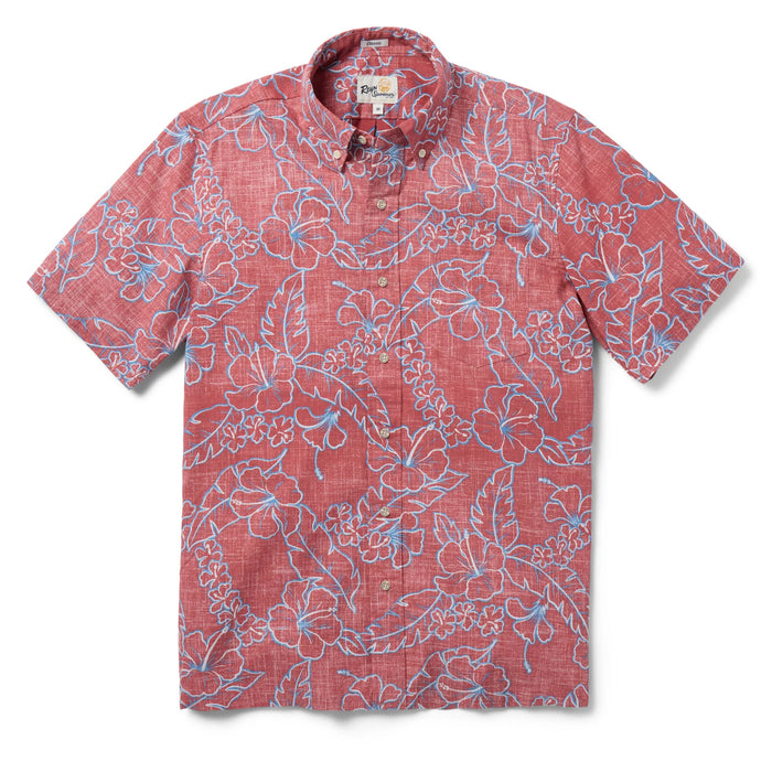 Reyn Spooner Lei Low Cedar Collared Short Sleeve Aloha Shirt